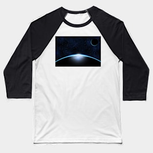 Giant blue planet against starry cosmos sky Baseball T-Shirt